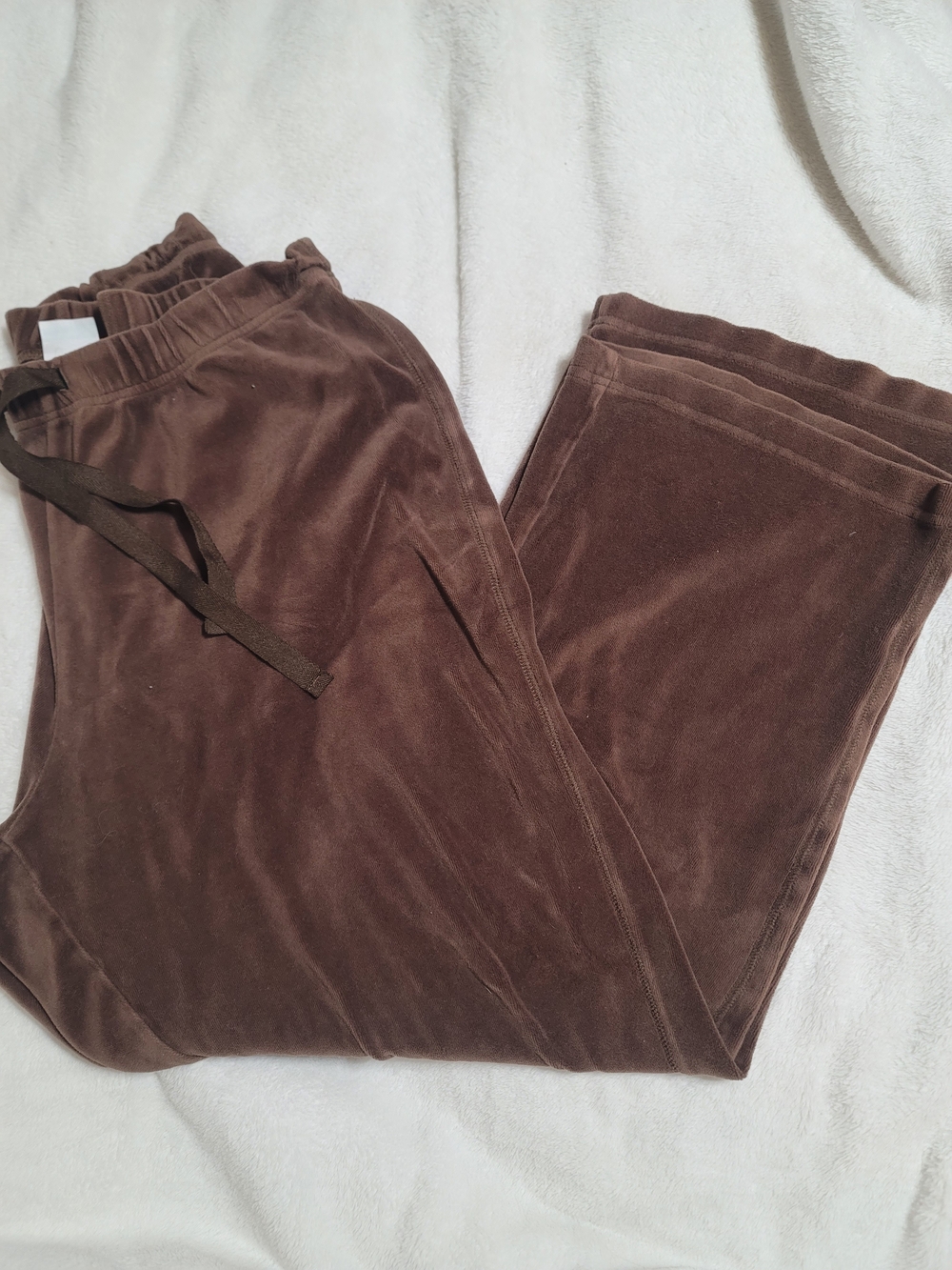 Just My Size Womens Y2k Brown Velour Lounge Wide Leg Track Pants 1X Vintage